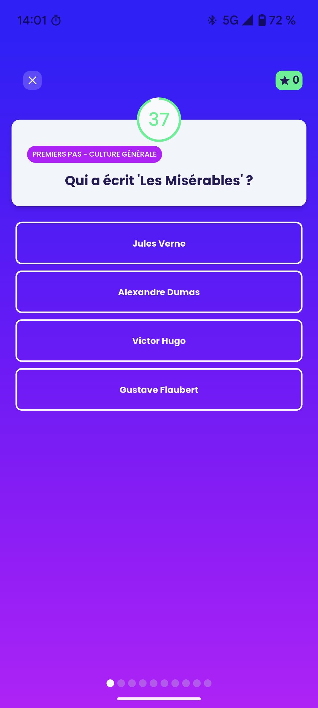 Capture d'écran de l'application Quizy