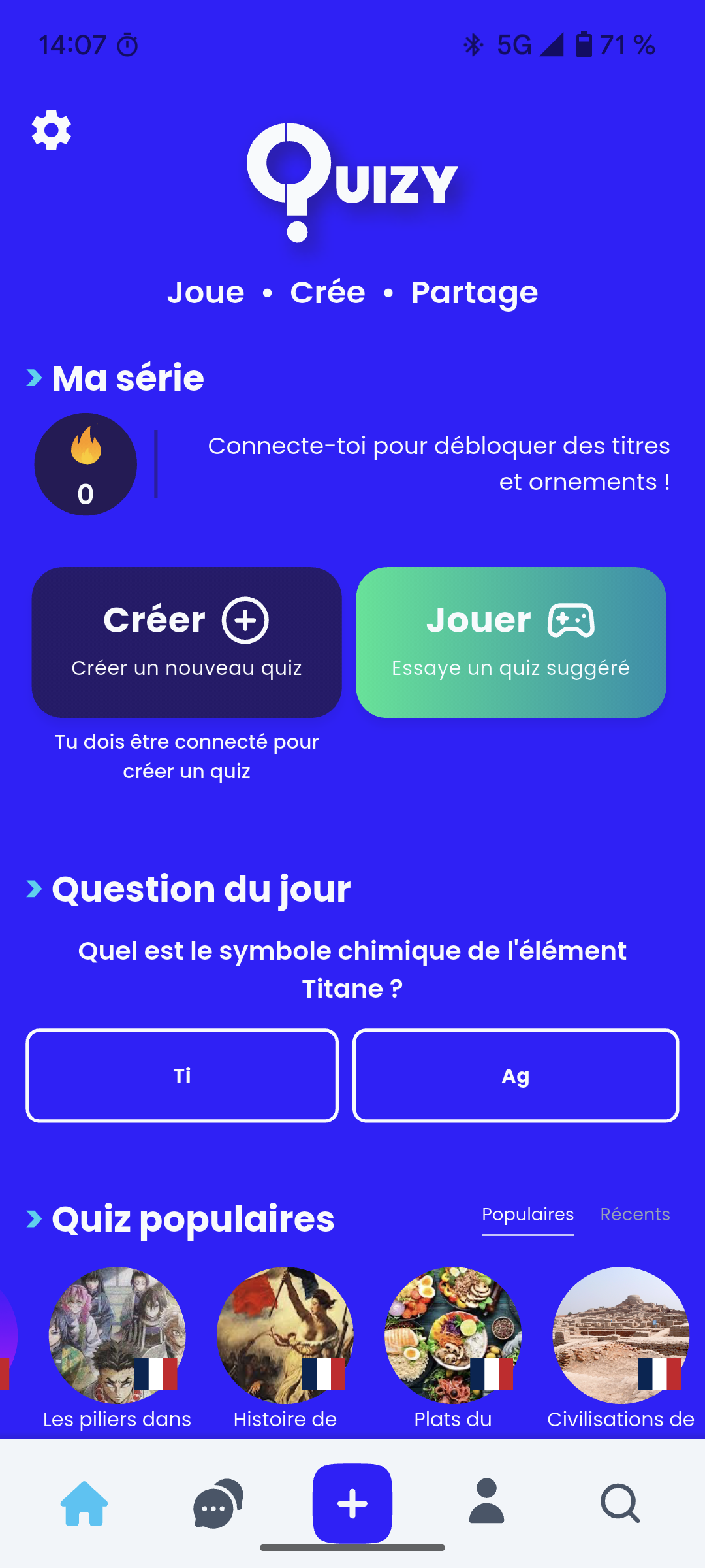 Écran de Création de Quiz
